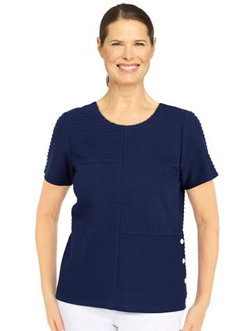Alfred Dunner® Classic Spliced Ottoman Texture Knit Top - Image 1 of 5
