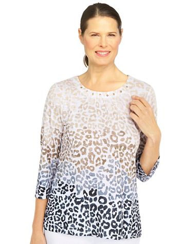 Alfred Dunner® Classic Animal Ombre Knit Top - Image 2 of 2