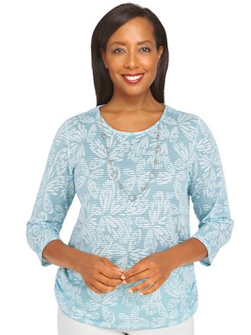Alfred Dunner® Classic Floral Jacquard Butterfly Knit Top - Image 1 of 5