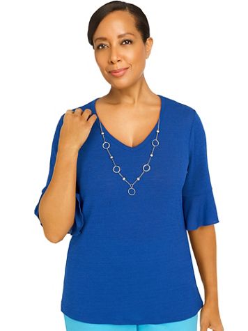 Alfred Dunner® Cool Vibrations Soft Fit Three Quarter Sleeve Top with Detachable Necklace - Image 2 of 2