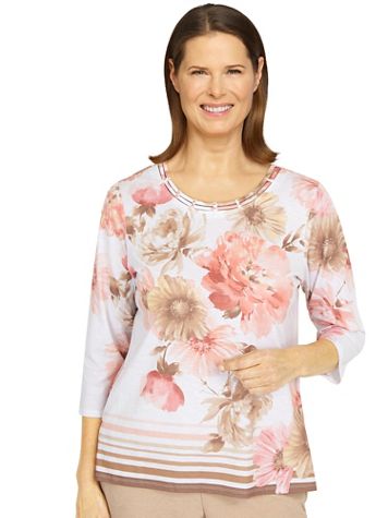 Alfred Dunner® Best Dressed Double Strap Floral Border Top - Image 2 of 2