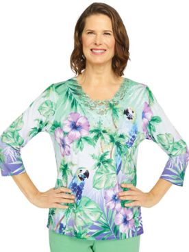 Alfred Dunner® Tropic Zone Parrot Tropical Top