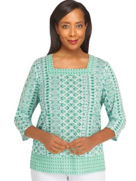 Alfred Dunner® Tropic Zone Tropical Geo Top