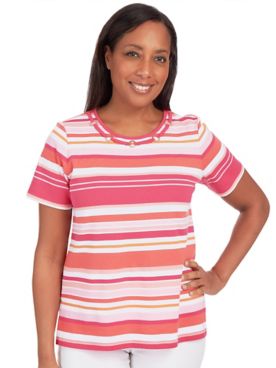 Alfred Dunner® Hot Flash Striped Ring Detail Tee