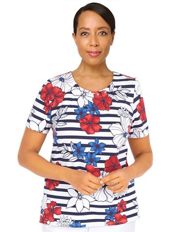 Alfred Dunner® Land Of The Free Independence Floral Top - Image 2 of 2