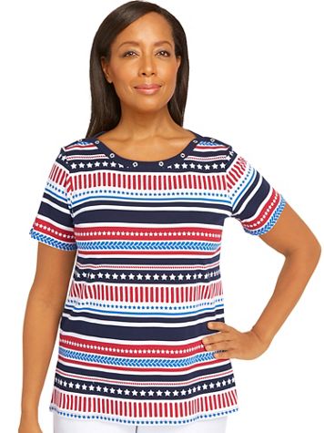 Alfred Dunner® Land Of The Free Americana Stripe Top - Image 1 of 1