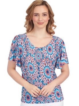 Ruby Rd® Azure Dream Smocked Texture Top