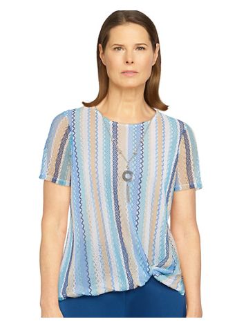 Alfred Dunner® Scenic Drive Texture Stripe Twist Hem Top - Image 1 of 4