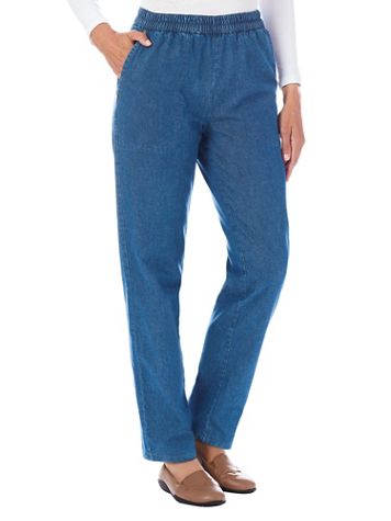 Haband Women’s Flannel Lined Stretch Waist Classic Cotton Jeans - Image 1 of 5
