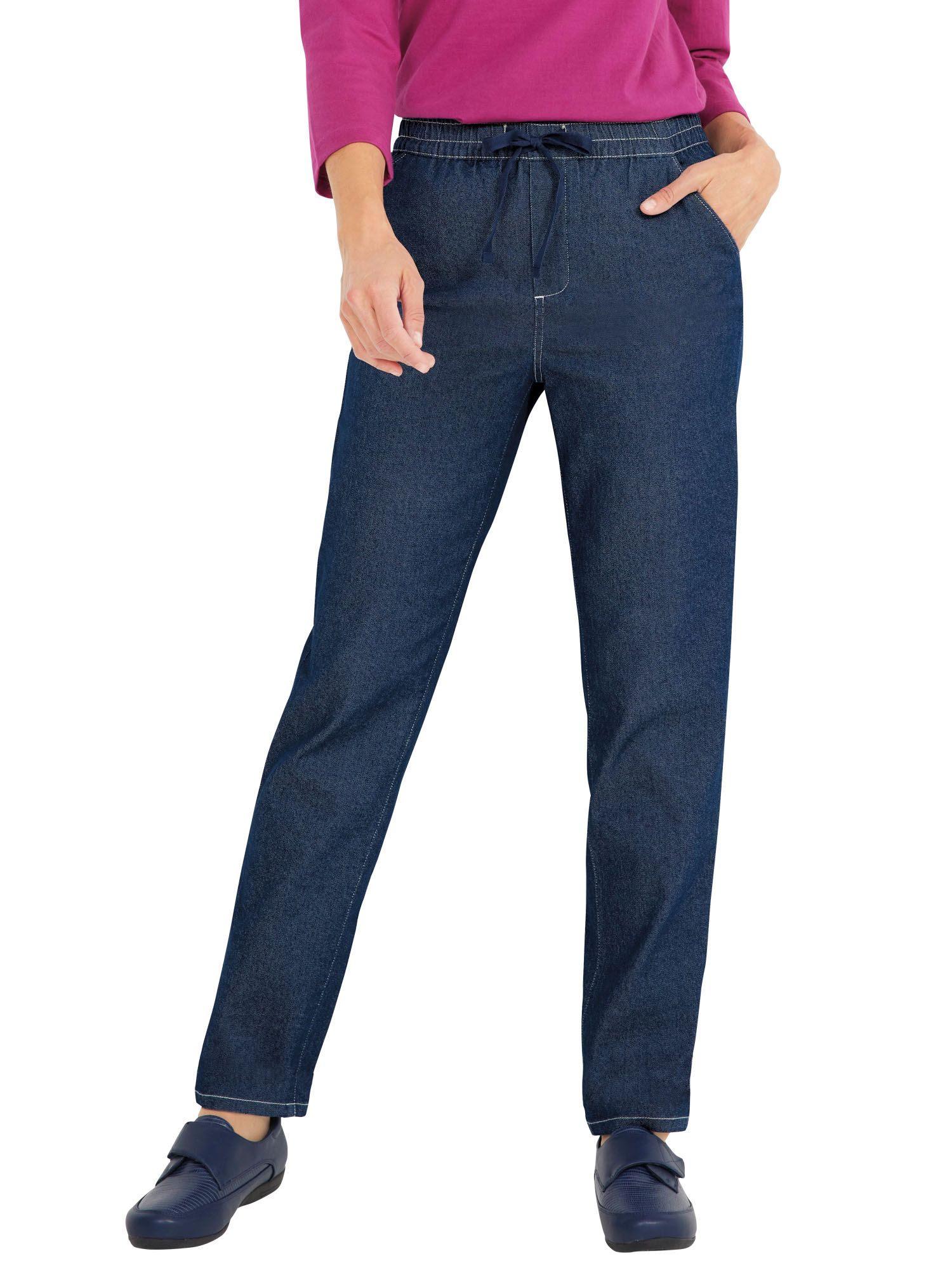 Haband Women’s Pull On Stretch Jeans with Flat Elastic Waist