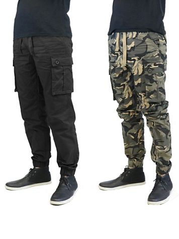 Galaxy by Harvic Slim Fit Stretch Cotton Twill Cargo Jogger Pants-2 Pack - Image 1 of 8