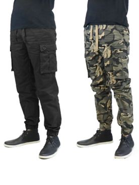 Galaxy by Harvic Slim Fit Stretch Cotton Twill Cargo Jogger Pants-2 Pack