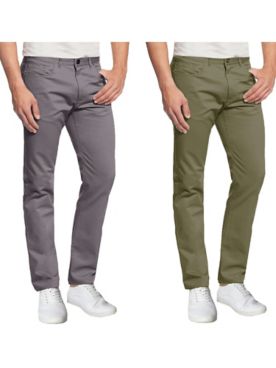 Galaxy By Harvic 5-Pocket Ultra-Stretch Skinny Fit Chino Pants-2 Pack