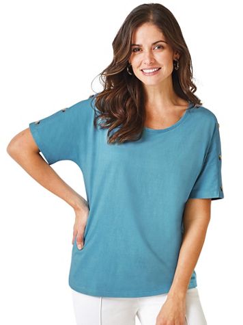 Haband Women’s Button Sleeve Knit Top - Image 1 of 3