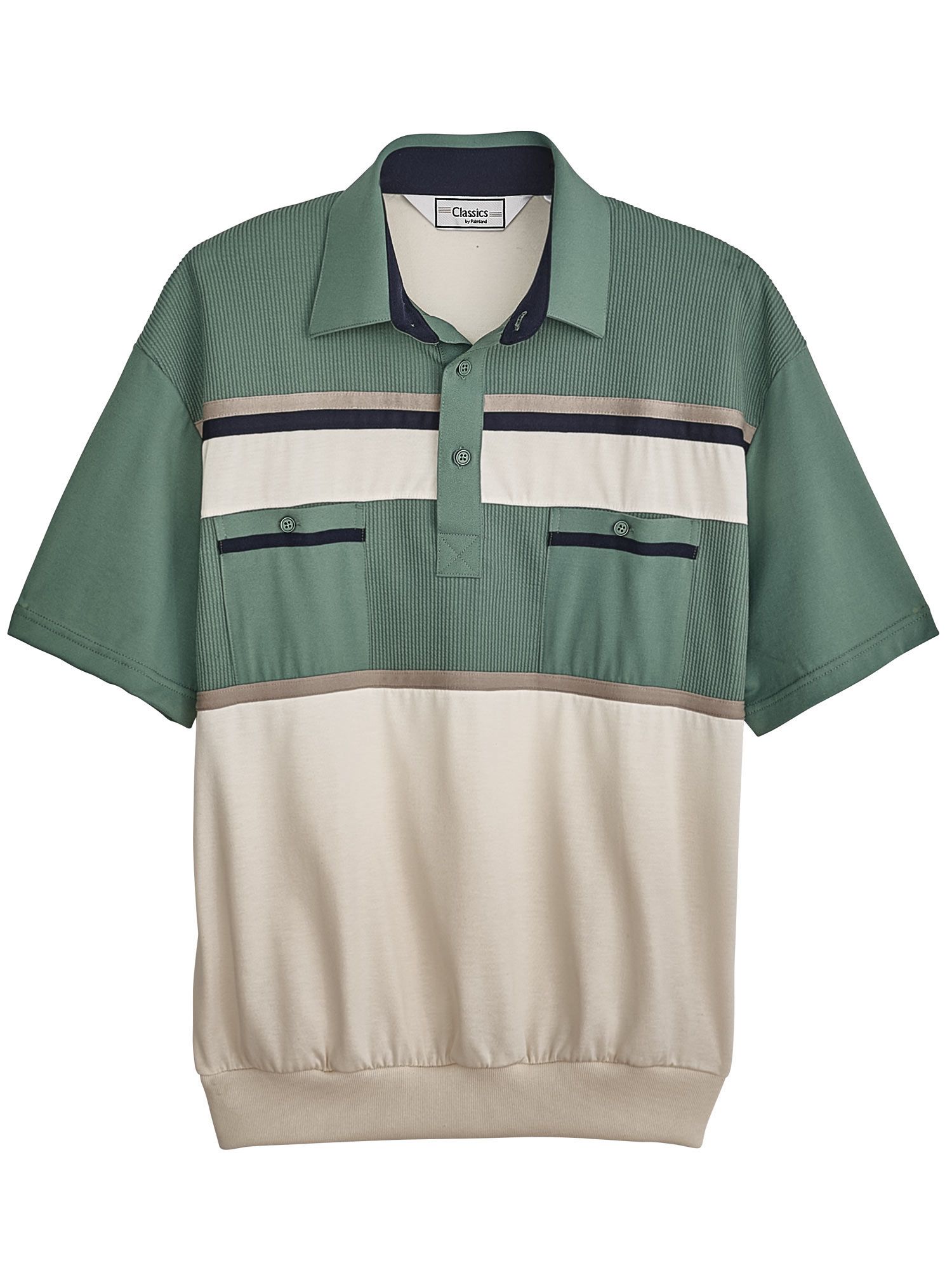 Palmland® Horizontal-Stripe Banded-Bottom Polo