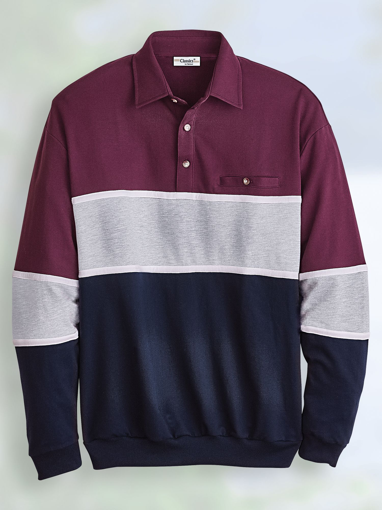 Palmland® Long-Sleeve Chest Stripe Polo