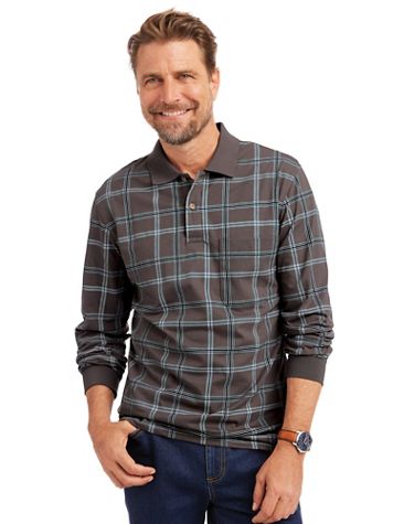 John Blair Long-Sleeve Knit Plaid Polo - Image 1 of 4