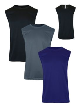 Galaxy By Harvic Men's Moisture-Wicking Wrinkle  Muscle Tee-3 Pack