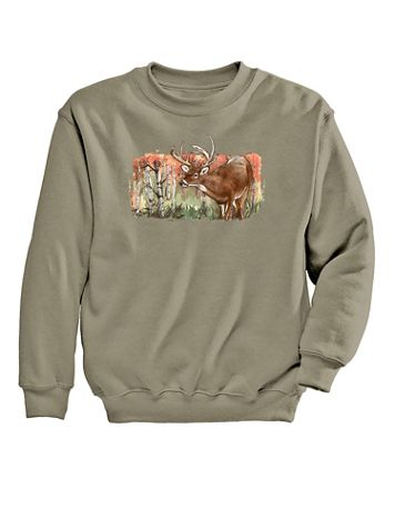 Birch Tree Deer Graphic Sweatshirt - Image 2 of 2