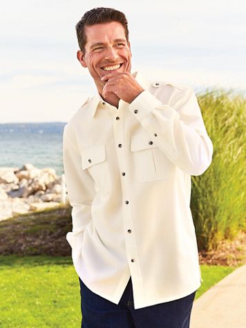 John Blair® Long-Sleeve Linen-Look Pilot Shirt - Image 1 of 5