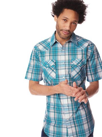 Chemise Rocawear Manches Courtes à Pressions - Taille XL, Vert Multicolore à Carreaux