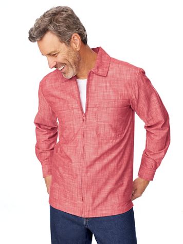 John Blair Zip-Front Chambray Shirt - Image 1 of 2