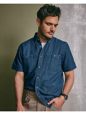 JohnBlairFlex Short-Sleeve Denim & Twill Shirt - Image 1 of 5