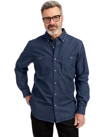 JohnBlairFlex Long-Sleeve Denim and Twill Shirt - Image 1 of 5