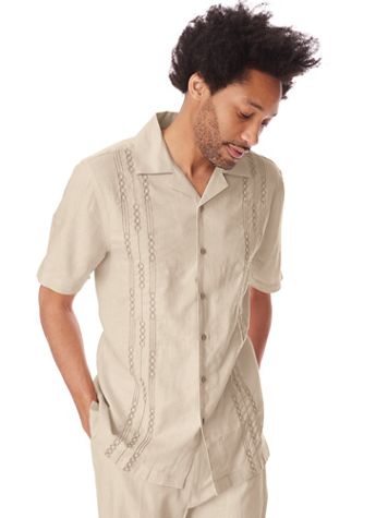 John Blair® Linen Blend Embroidered Shirt - Image 1 of 2