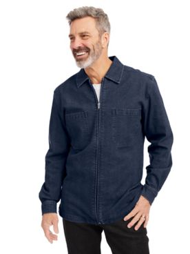 JohnBlairFlex Long-Sleeve Zip-Front Denim Shirt