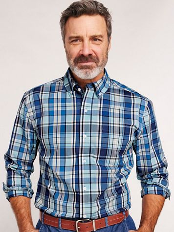 JohnBlairFlex Long-Sleeve Woven Plaid Shirt - Image 1 of 5