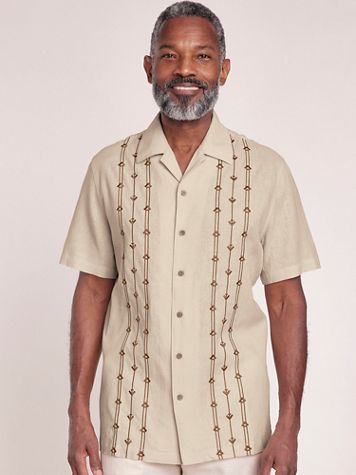 John Blair® Linen Blend Embroidered Shirt - Image 1 of 5