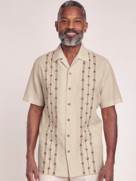 John Blair® Linen Blend Embroidered Shirt