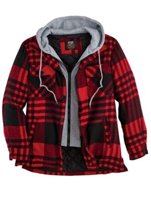red flannel hooded jacket