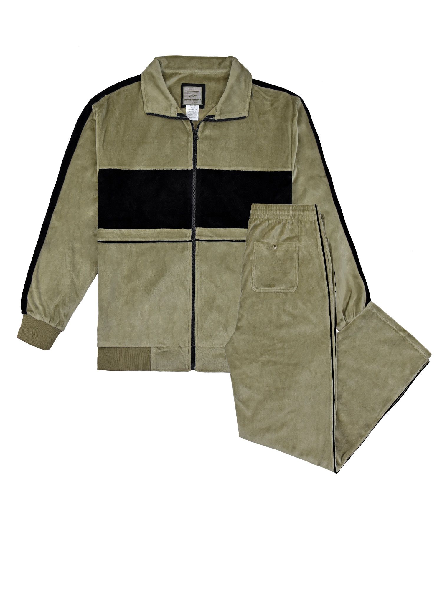 Victory Men's Velour Track Jacket and Pants Set