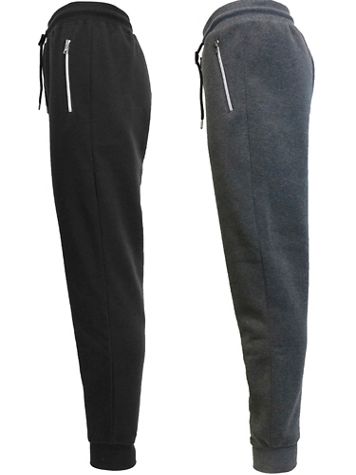 Galaxy by Harvic Fleece-Lined Jogger Sweatpants With Zipper Pockets-2 Pack - Image 1 of 4