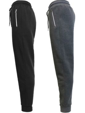 Galaxy by Harvic Fleece-Lined Jogger Sweatpants With Zipper Pockets-2 Pack