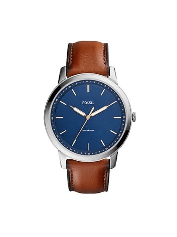 Fossil Minimalist Leather Strap Watch-Blue Dial - Image 2 of 2