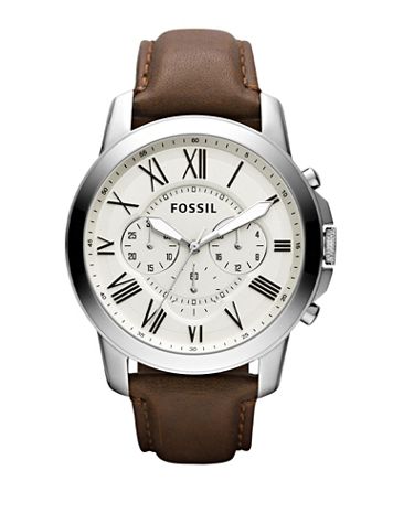 Fossil Grant Brown Leather Strap Watch, Egg Shell Dial - Image 1 of 1