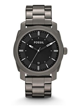 Fossil Machine Smoke Stainless Steel Watch, Black Dial