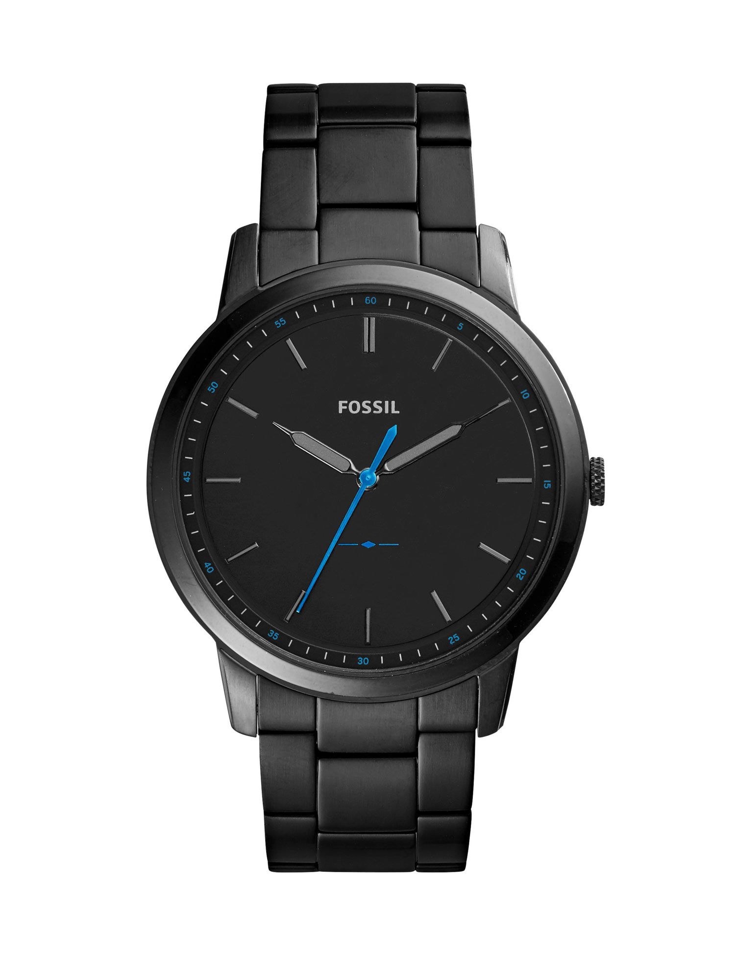 Fossil Minimalist Black Ion-Plated Watch, Black Dial