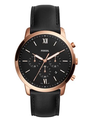 Fossil Neutra Black Leather Strap Watch, Black Dial - Image 1 of 1
