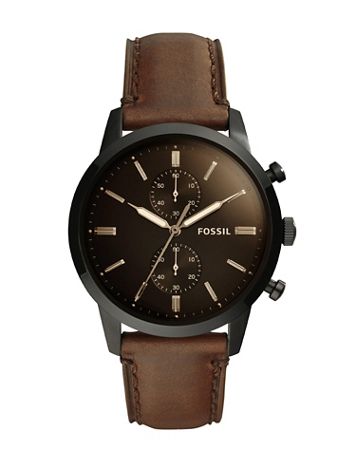 Fossil Townsman Chronograph Dark Brown Leather Strap Watch, Brown Dial - Image 1 of 1