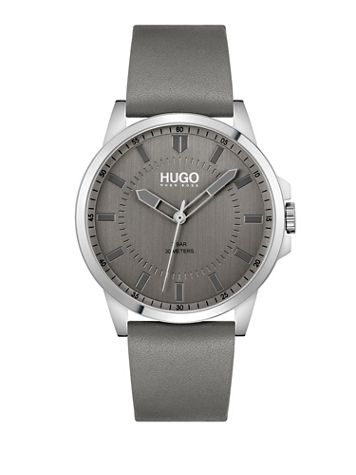 Hugo Boss First Silver & Gray Leather Strap Watch, Gray Dial - Image 1 of 1