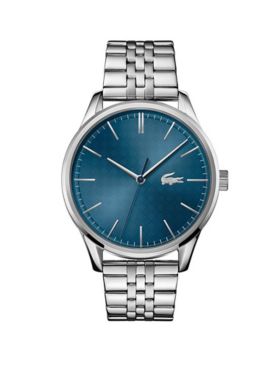 Lacoste Vienna Silver-Tone Stainless Steel Watch, Blue Dial
