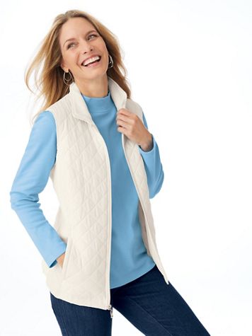 Diamond Quilted Zip-Front Vest