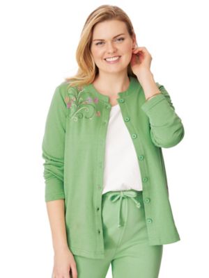 women's embroidered fleece cardigan