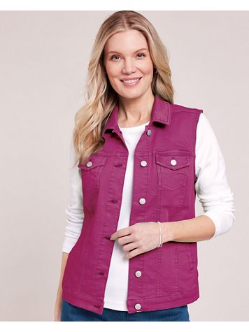 DenimEase™ Stretch Denim Vest - Image 1 of 9