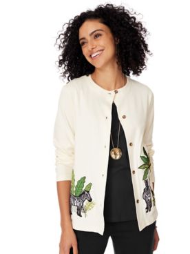 Novelty Embroidered Cardigan Sweater