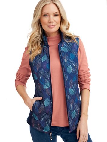 Print Diamond Quilted Vest - Image 1 of 6